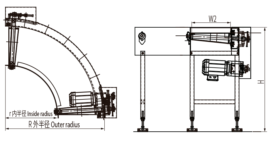 Cinta transportadora curva